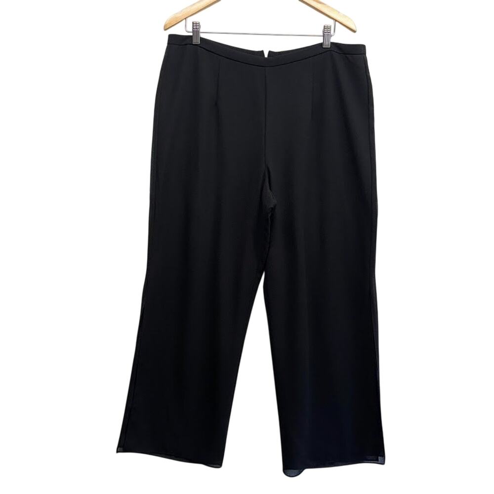 Coldwater Creek Gaucho Pants Black Wide Leg Split Hem Palazzo Dress Pants 16P